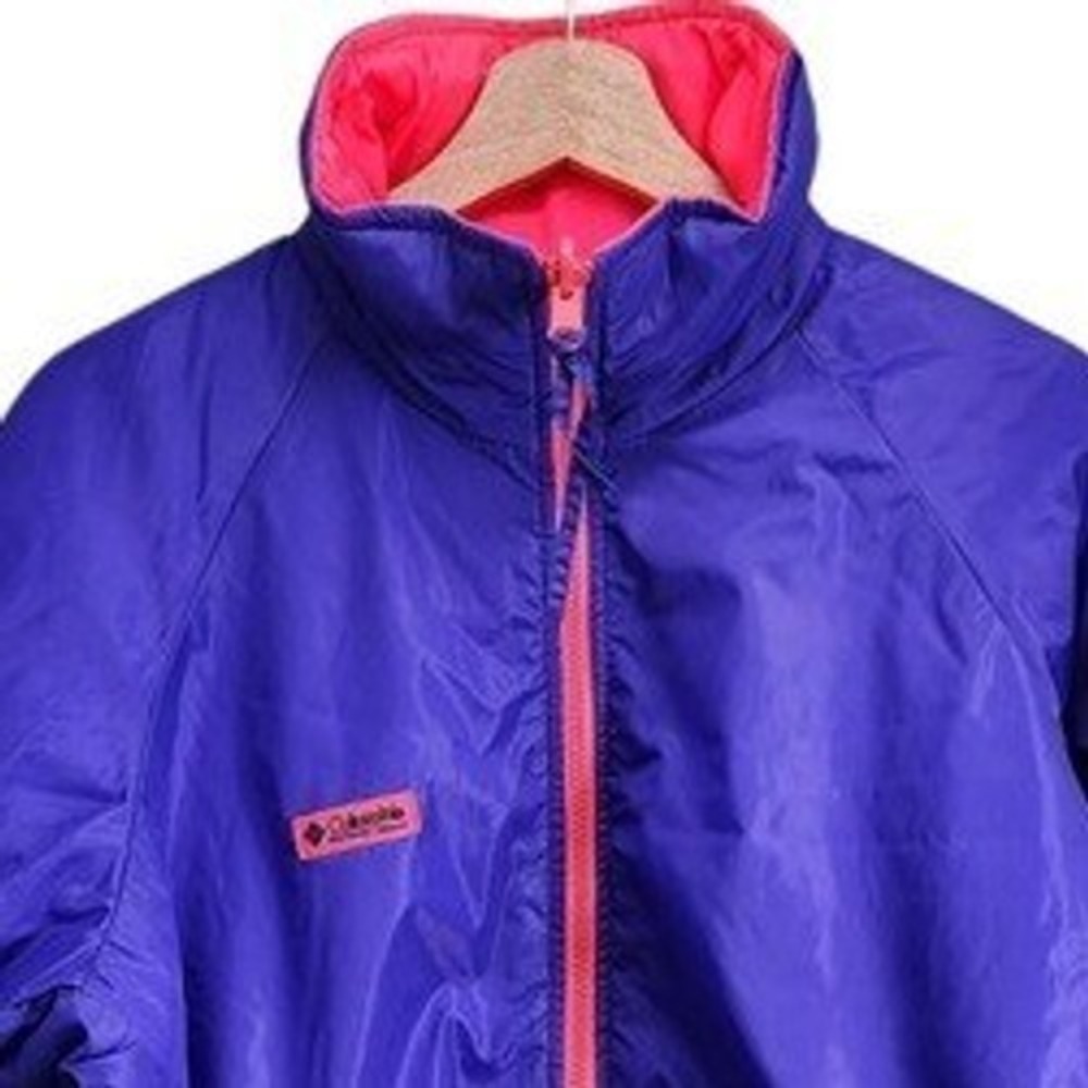 Columbia Reversible Bomber Jacket Men M Purple Pink Vintage Thinsulate Insulated
